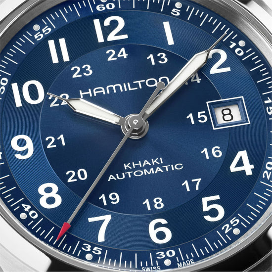 Orologio automatico da uomo Hamilton in acciaio quadrante blu MISURA UNICA