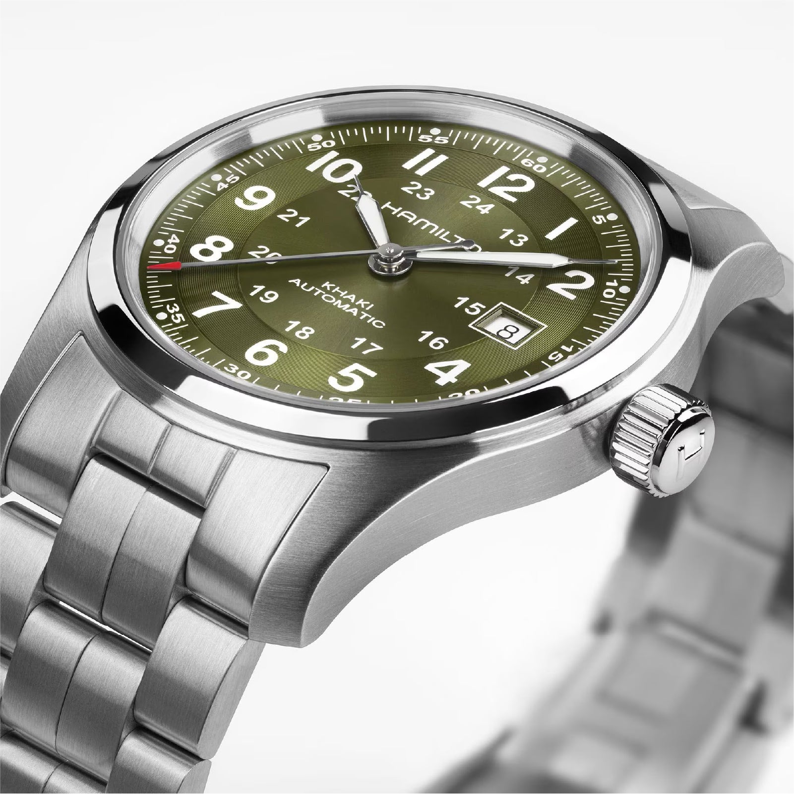 Orologio automatico uomo Hamilton in acciaio quadrante verde MISURA UNICA