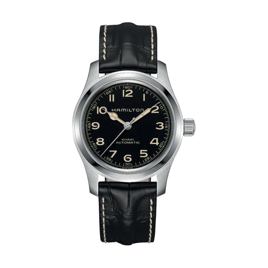 Orologio uomo Hamilton con cinturino in pelle nera e acciaio MISURA UNICA