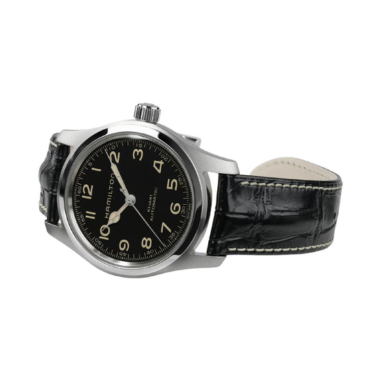 Orologio uomo Hamilton con cinturino in pelle nera e acciaio MISURA UNICA