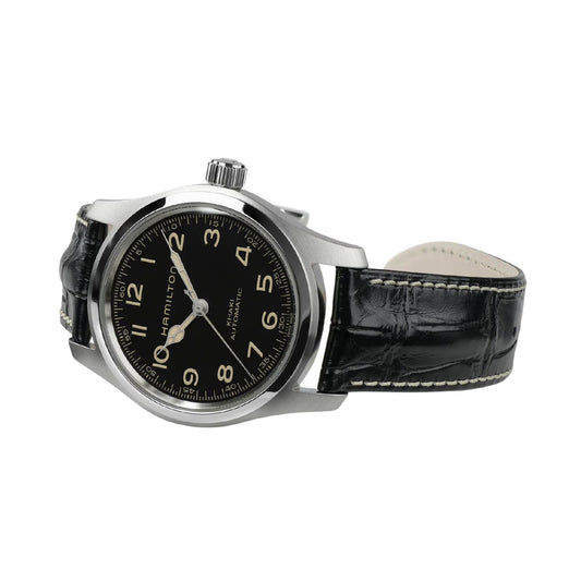 Orologio uomo Hamilton con cinturino in pelle nera e acciaio MISURA UNICA