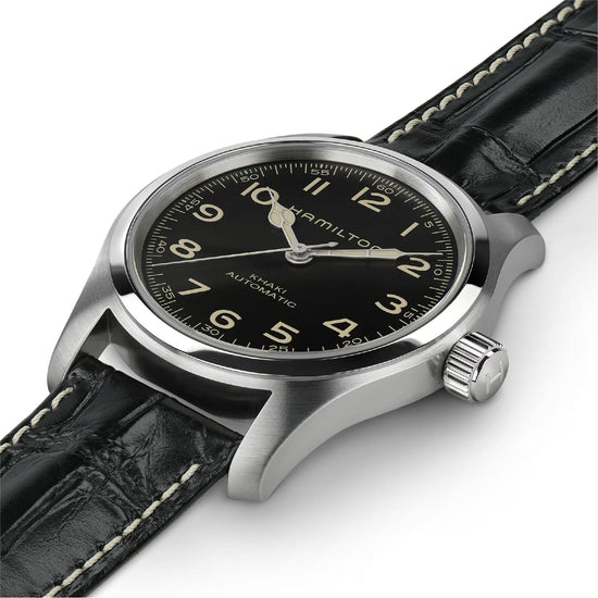 Orologio uomo Hamilton con cinturino in pelle nera e acciaio MISURA UNICA