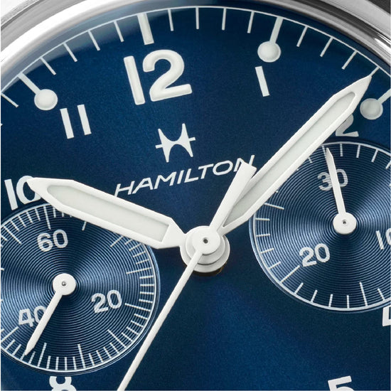 Orologio cronografo Hamilton Khaki Aviation quadrante blu MISURA UNICA