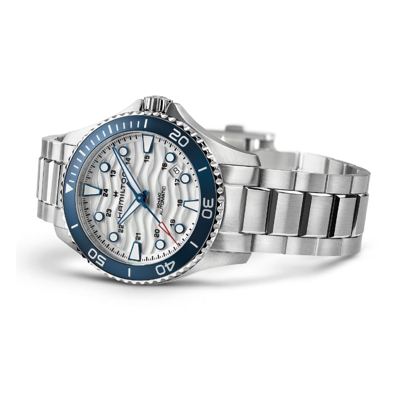 Orologio Hamilton Khaki Navy Scuba Auto 40 mm blu e bianco MISURA UNICA