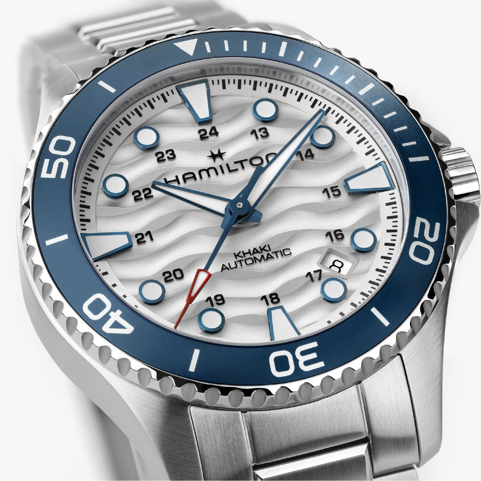 Orologio Hamilton Khaki Navy Scuba Auto 40 mm blu e bianco MISURA UNICA