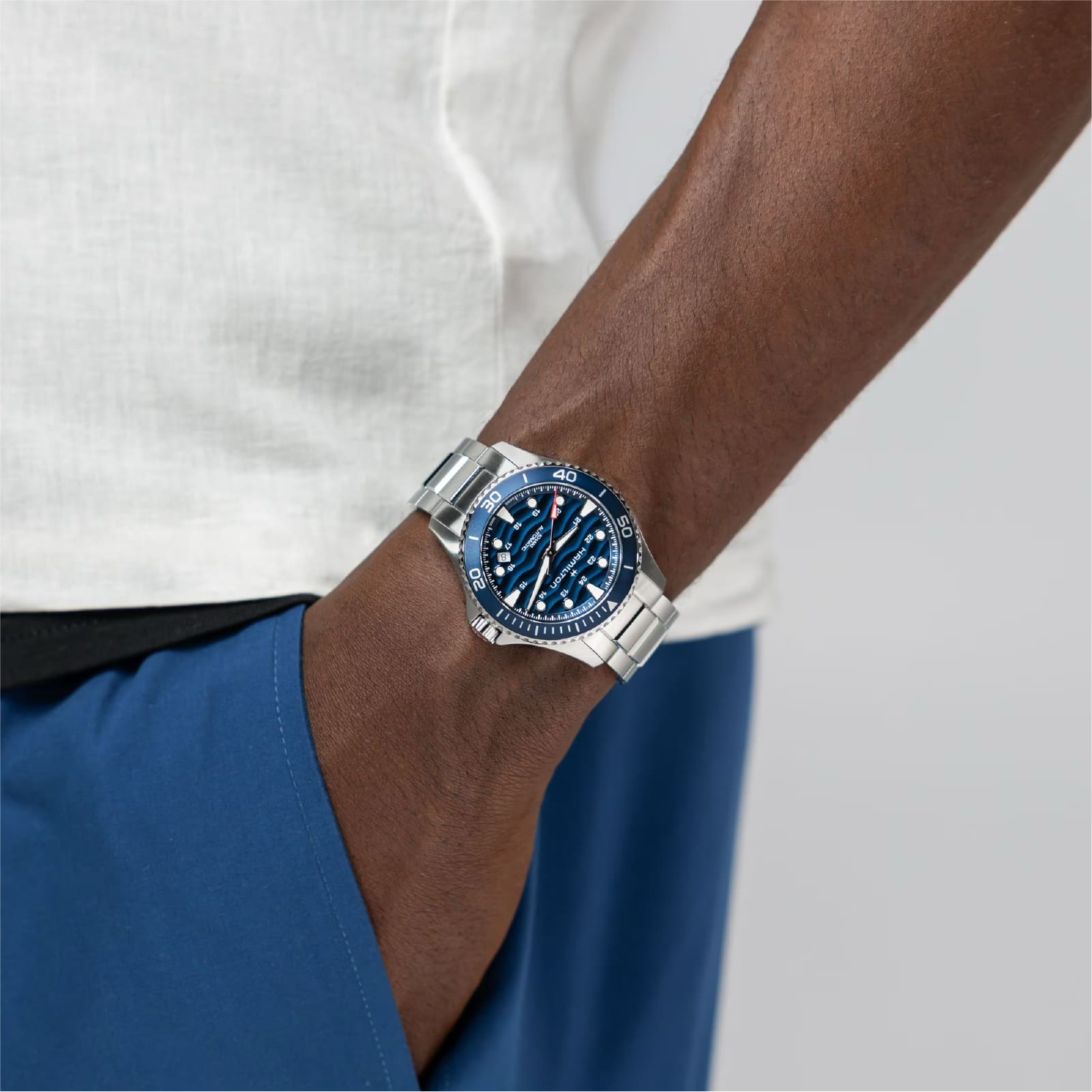 Orologio Hamilton Khaki Navy Scuba Auto 40 mm blu da uomo MISURA UNICA