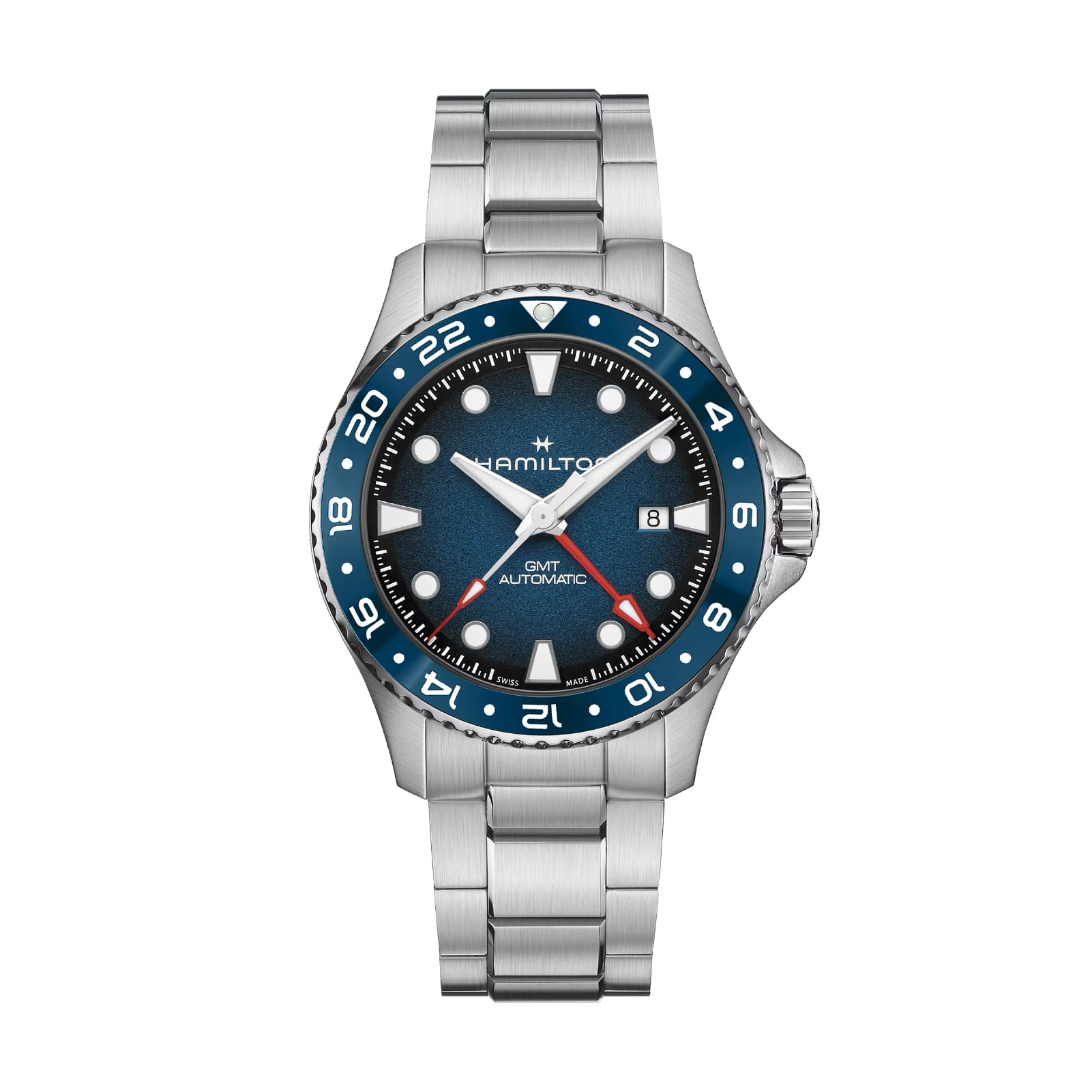 Orologio Hamilton Khaki Navy Scuba Auto GMT 43 mm blu uomo MISURA UNICA