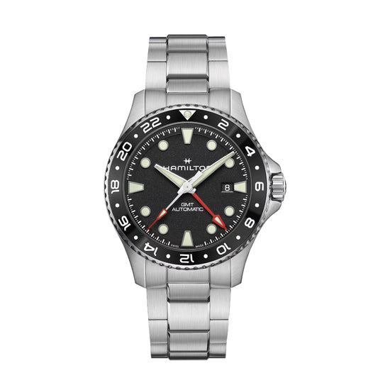 Orologio Hamilton Khaki Navy Scuba Auto GMT 43 mm nero uomo MISURA UNICA