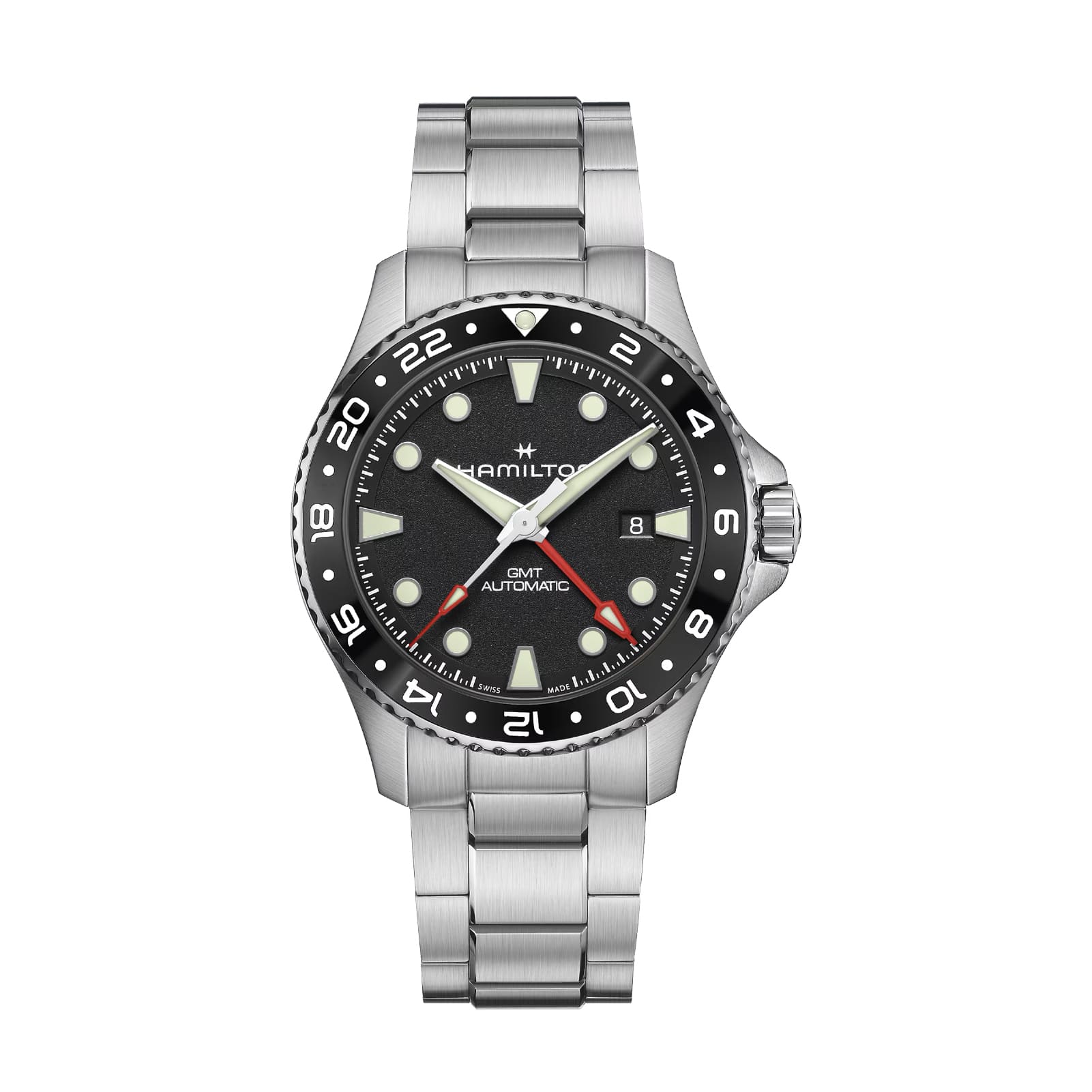 Orologio Hamilton Khaki Navy Scuba Auto GMT 43 mm nero uomo MISURA UNICA