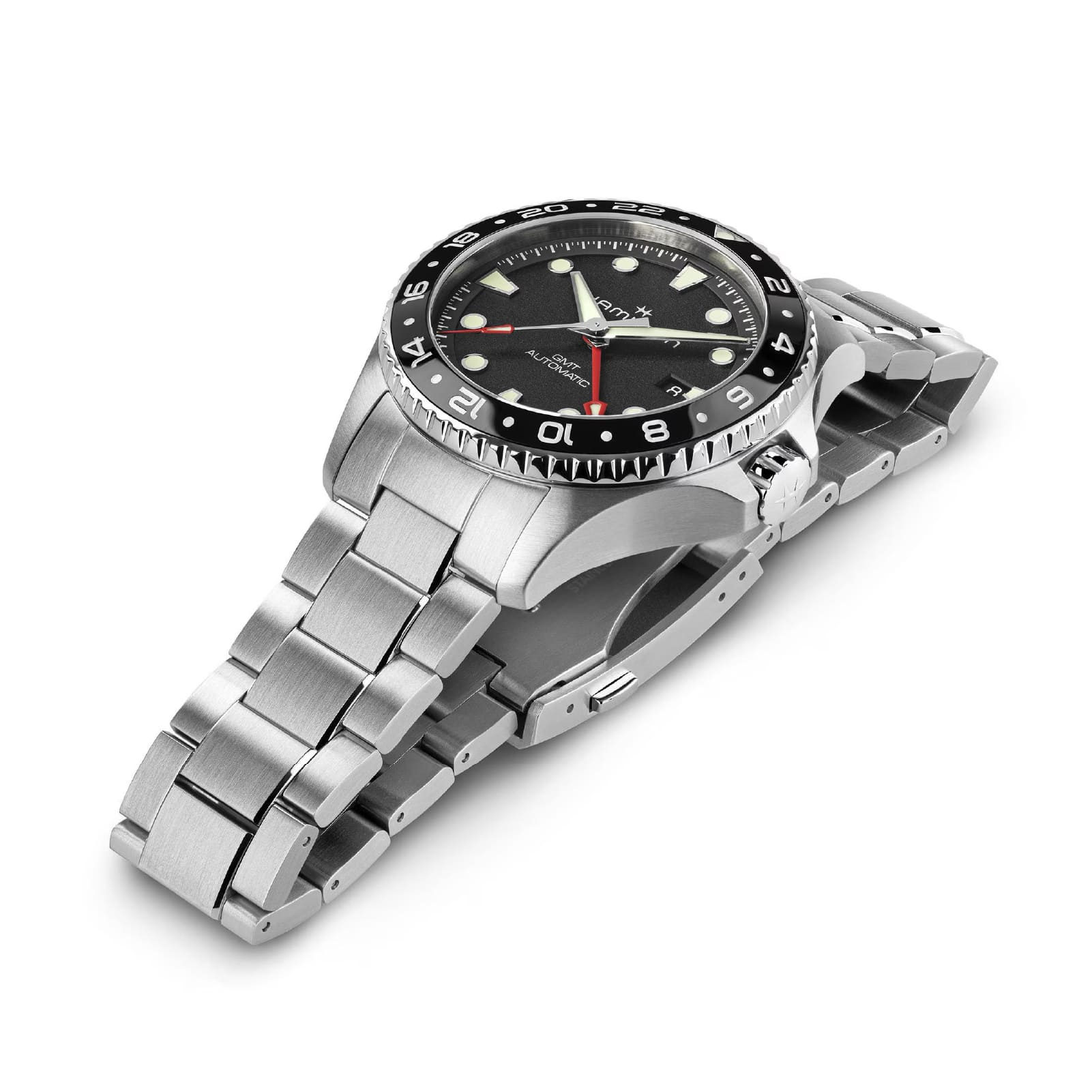 Orologio Hamilton Khaki Navy Scuba Auto GMT 43 mm nero uomo MISURA UNICA
