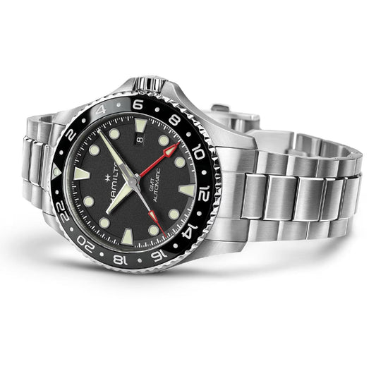 Orologio Hamilton Khaki Navy Scuba Auto GMT 43 mm nero uomo MISURA UNICA