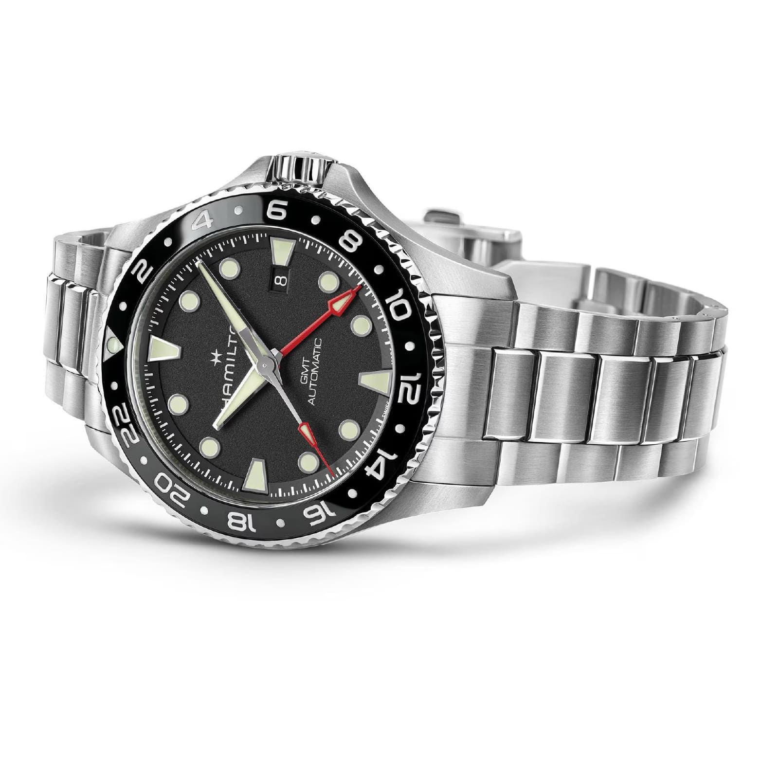 Orologio Hamilton Khaki Navy Scuba Auto GMT 43 mm nero uomo MISURA UNICA