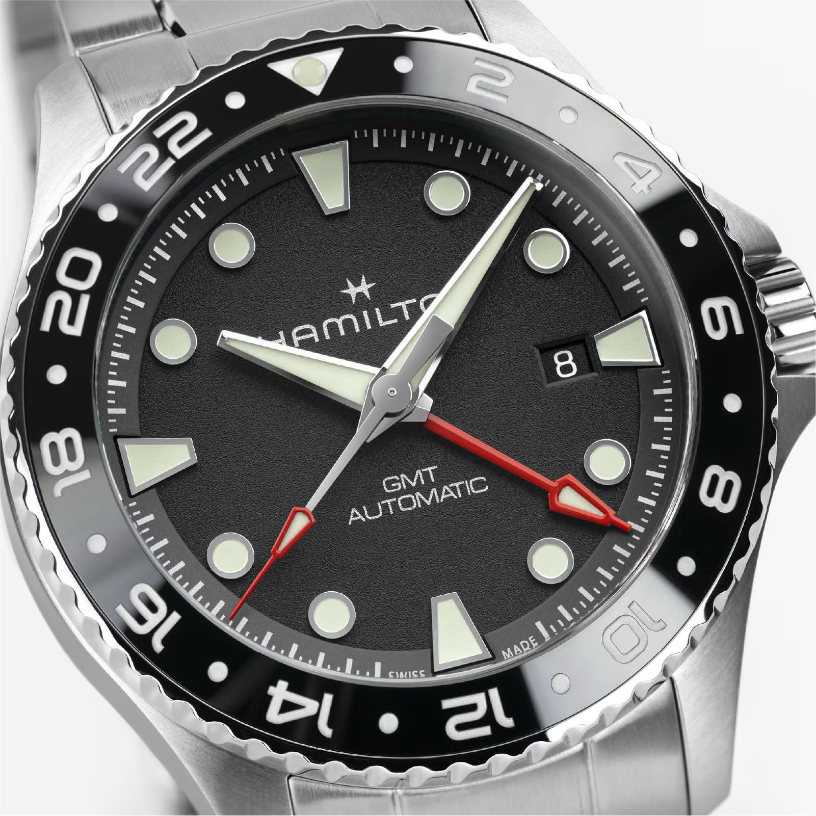 Orologio Hamilton Khaki Navy Scuba Auto GMT 43 mm nero uomo MISURA UNICA