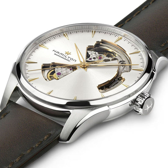 Orologio uomo Hamilton Jazzmaster in acciaio e pelle marrone cassa 42mm H32675551-3