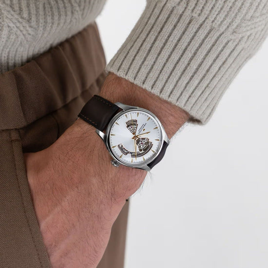 Orologio uomo Hamilton Jazzmaster in acciaio e pelle marrone cassa 42mm H32675551-5