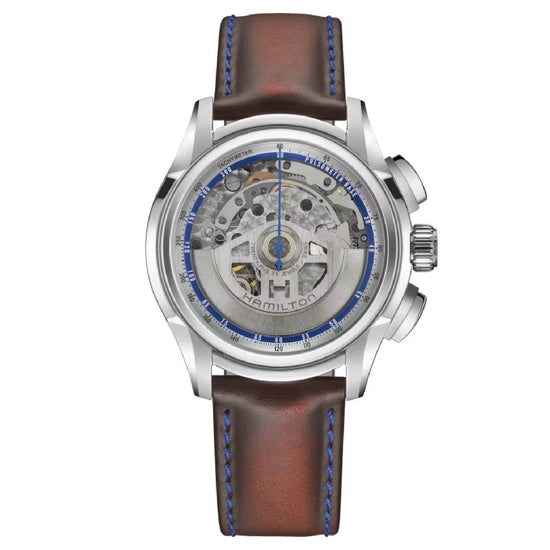 Orologio auto crono uomo Hamilton Jazzmaster acciaio, pelle, cassa 44 mm reversibile H32876550-2