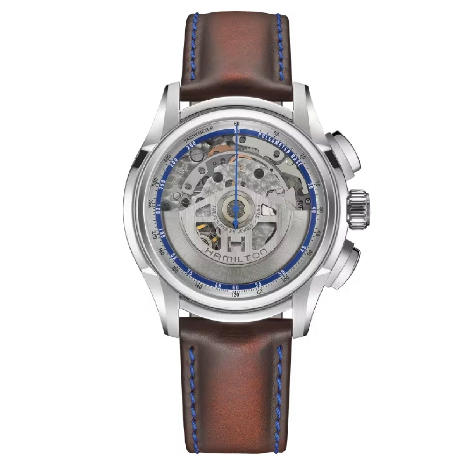 Orologio auto crono uomo Hamilton Jazzmaster acciaio, pelle, cassa 44 mm reversibile H32876550-2