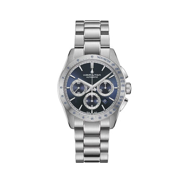 Orologio crono uomo Hamilton in acciao quadrante blu 42mm H36616140-1