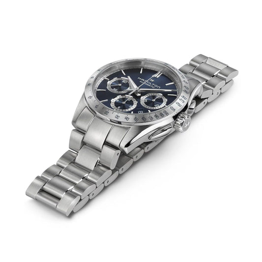 Orologio crono uomo Hamilton in acciao quadrante blu 42mm H36616140-2