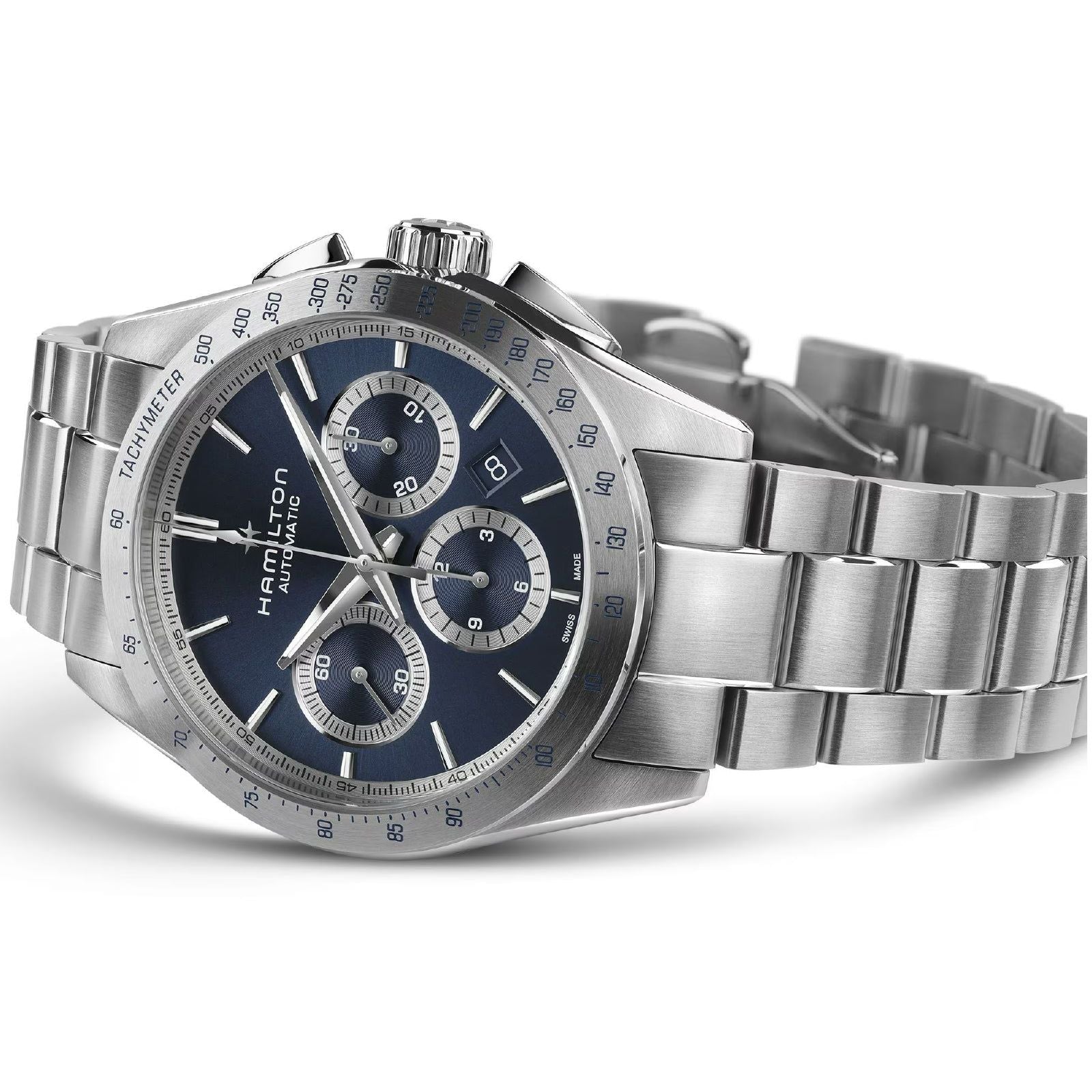 Orologio crono uomo Hamilton in acciao quadrante blu 42mm H36616140-3