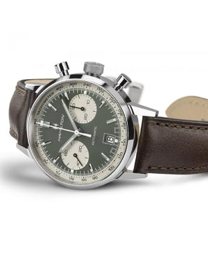 Orologio cronografo automatico Hamilton American Classic uomo con cassa 40mm acciaio cinturino pelle riserva carica 60h H38416560
