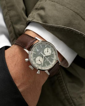 Orologio cronografo automatico Hamilton American Classic uomo con cassa 40mm acciaio cinturino pelle riserva carica 60h H38416560