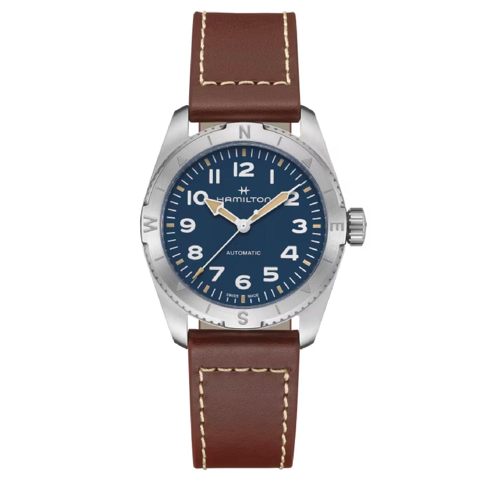 Orologio automatico cassa 37mm Hamilton Khaki Field unisex acciaio e pelle H70225540-1
