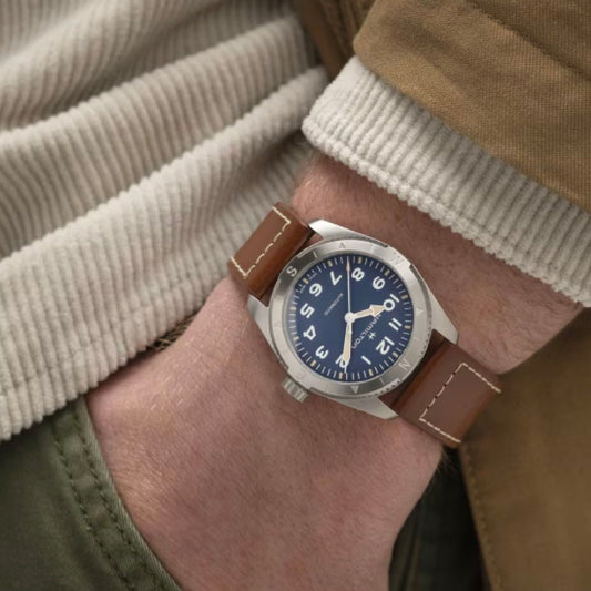 Orologio automatico cassa 37mm Hamilton Khaki Field unisex acciaio e pelle H70225540-2