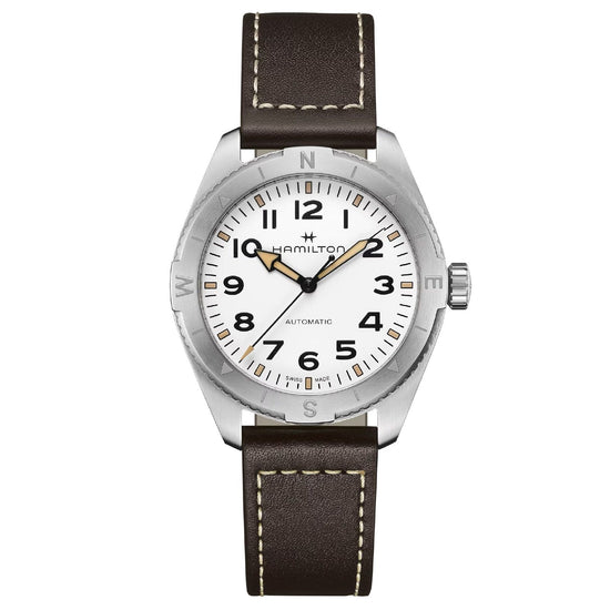 Orologio automatico cassa 41mm Hamilton Khaki Field uomo acciaio e pelle H70315510-1