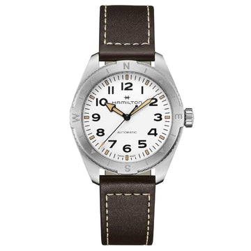 Orologio automatico cassa 41mm Hamilton Khaki Field uomo acciaio e pelle H70315510-1