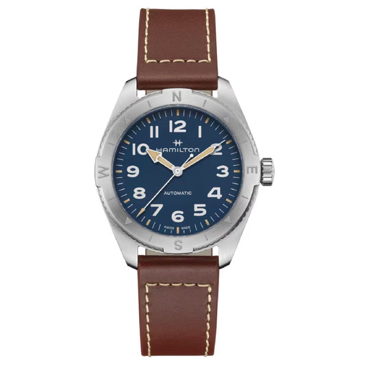 Orologio automatico cassa 41mm Hamilton Khaki Field uomo acciaio e pelle H70315540-1