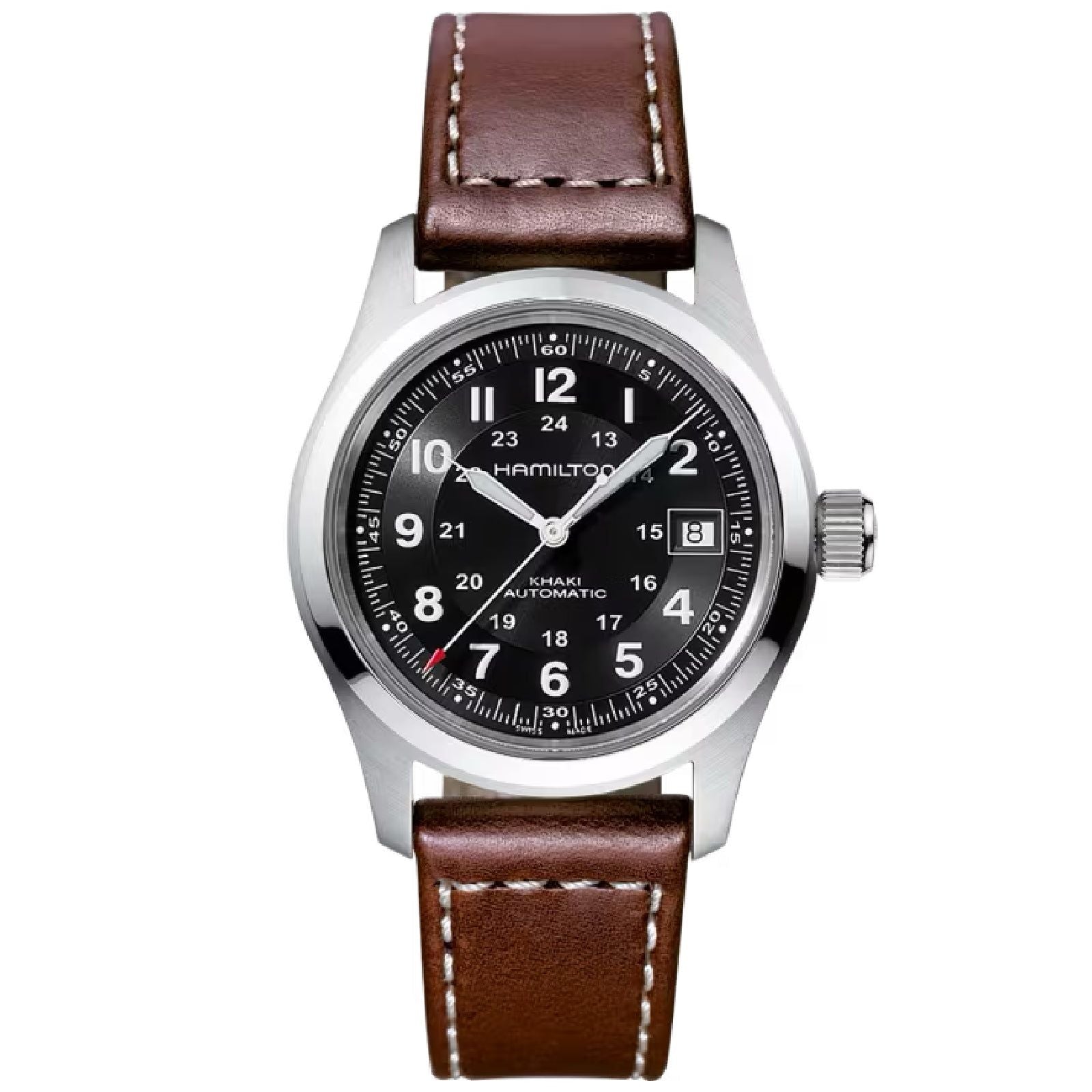 Orologio auto uomo Hamilton Khaki Field acciaio pelle marrone 38mm H70455533-1