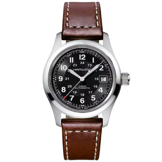 Orologio auto uomo Hamilton Khaki Field acciaio pelle marrone 38mm H70455533-1