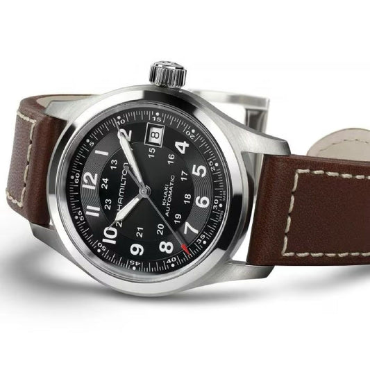 Orologio auto uomo Hamilton Khaki Field acciaio pelle marrone 38mm H70455533-2