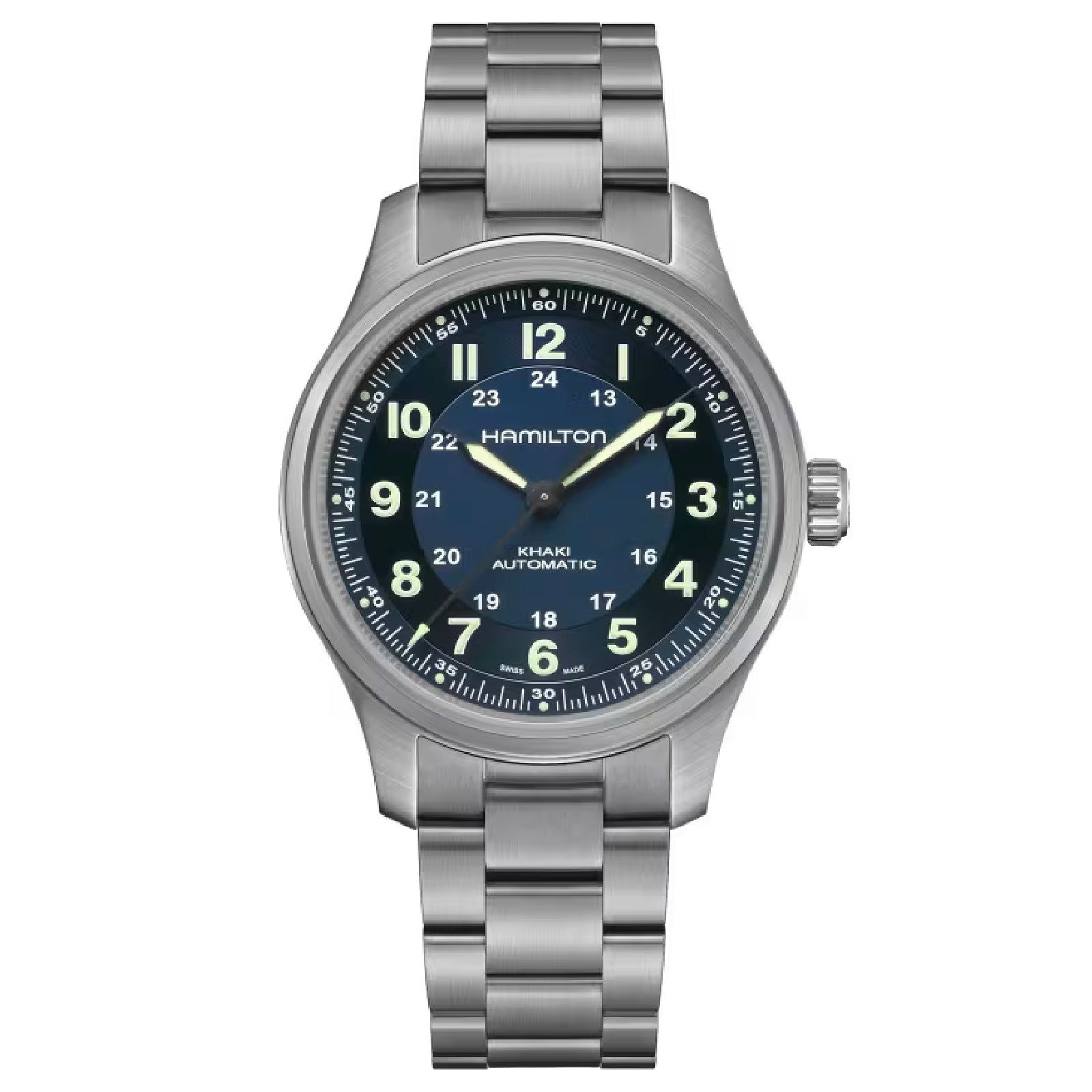 Orologio automatico Hamilton Khaki Field uomo cassa 42mm titanio e blu H70545140-1