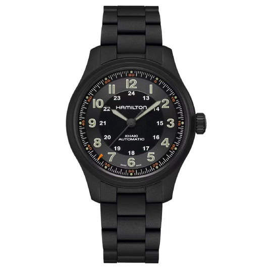 Orologio automatico Hamilton Khaki Field uomo cassa 42mm titanio nero H70665130-1