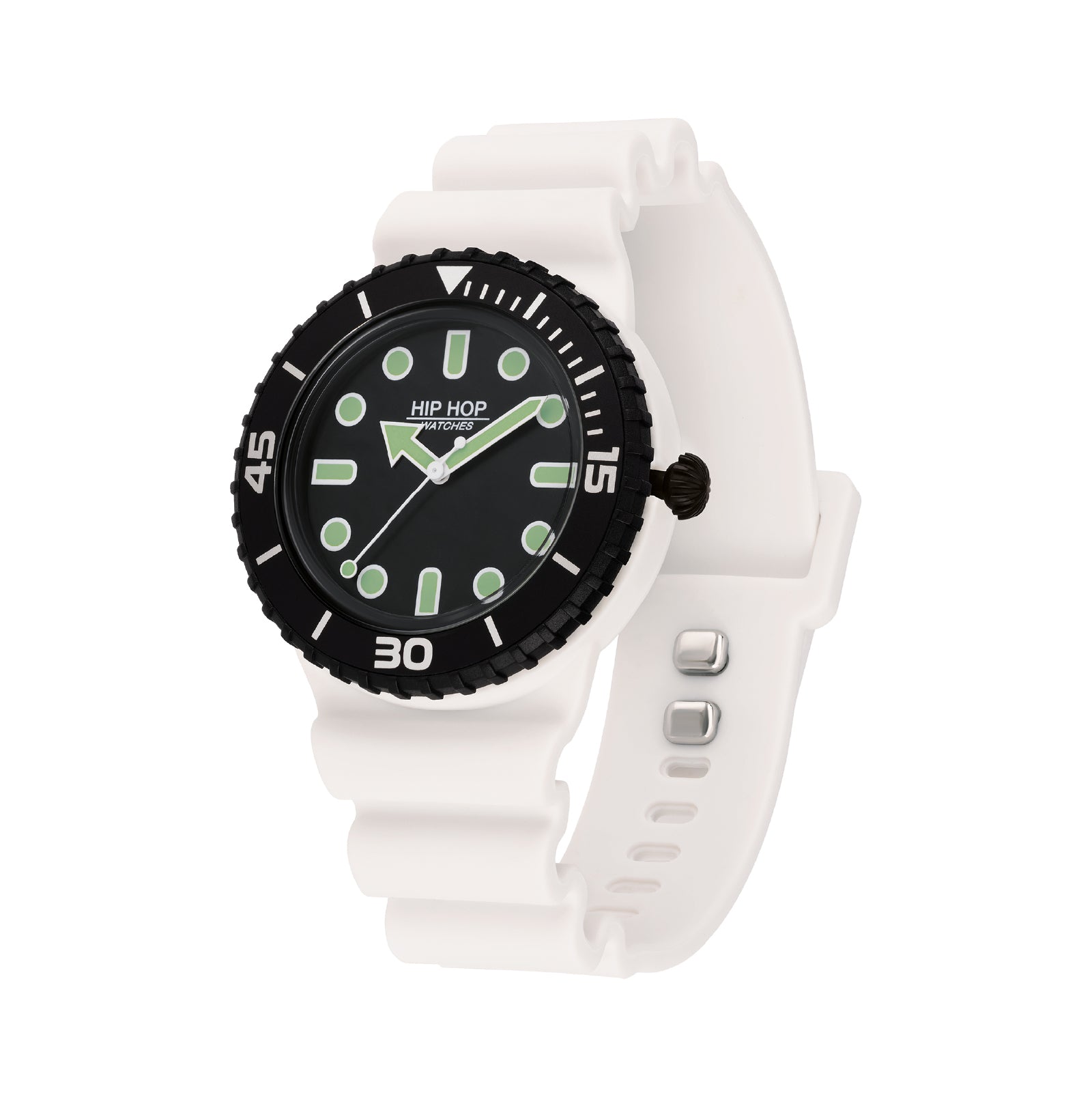 Orologio solo tempo unisex Hip Hop silicone bianco e nero