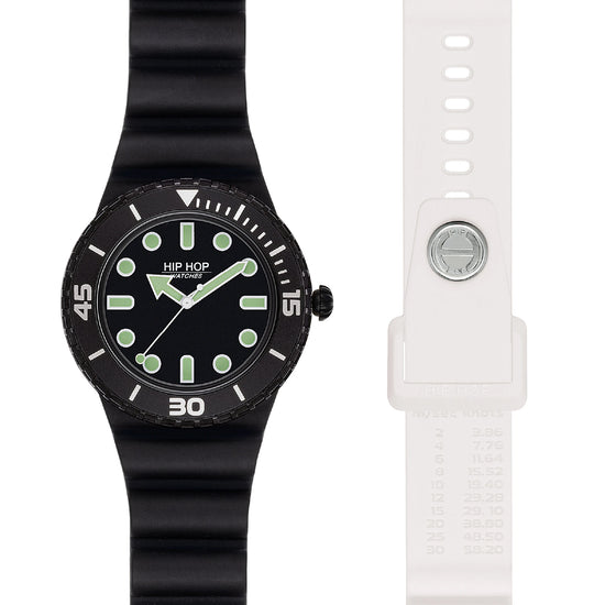 Orologio solo tempo unisex Hip Hop silicone bianco e nero HH.HWU1233