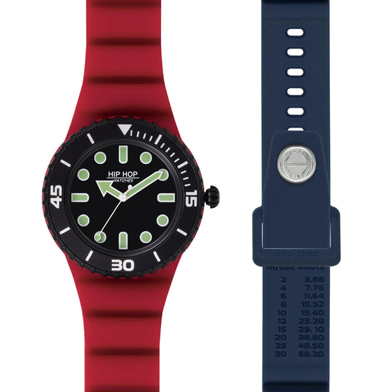 Orologio solo tempo unisex Hip Hop silicone rosso e blu HH.HWU1235