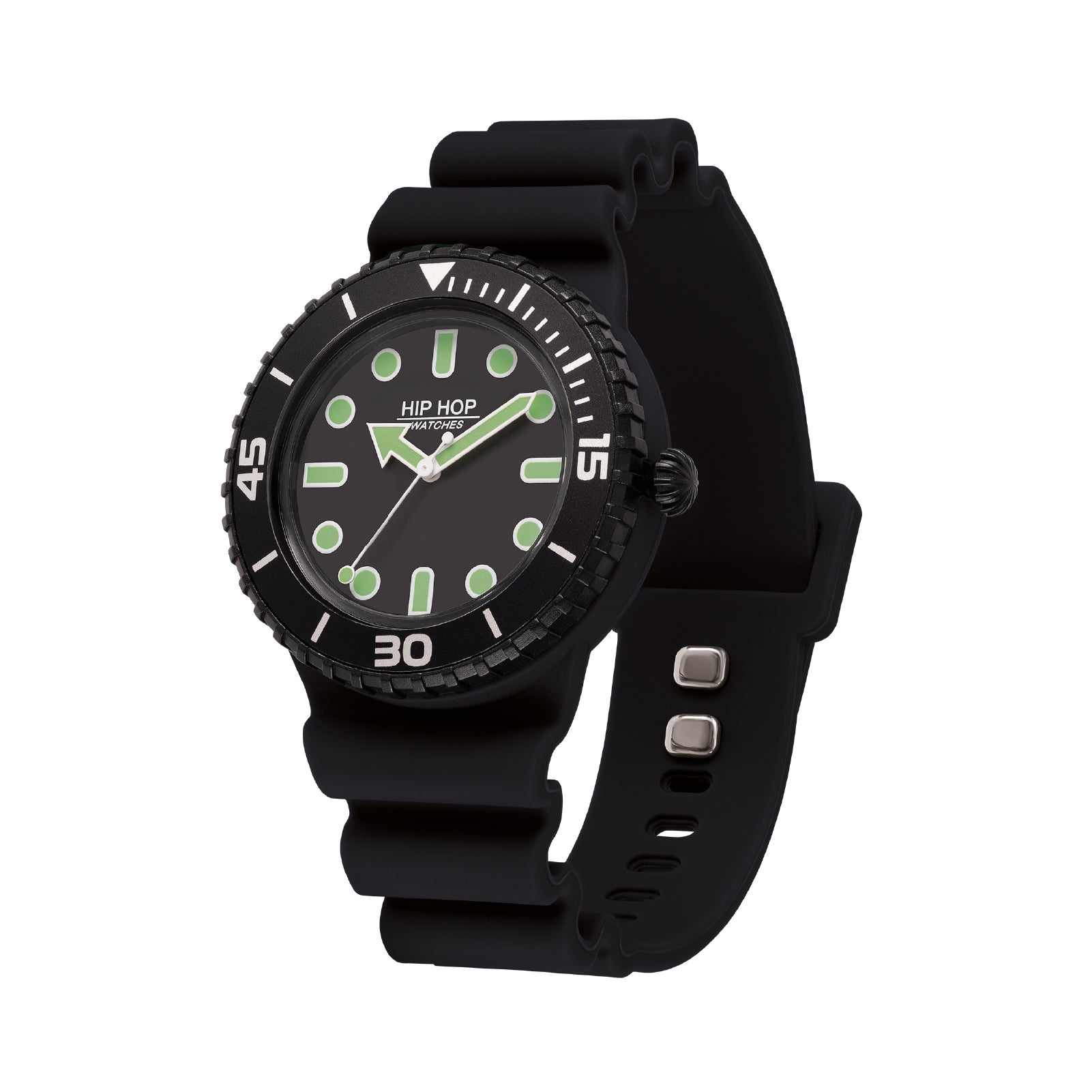 Orologio solo tempo unisex Hip Hop silicone verde e nero HH.HWU1236