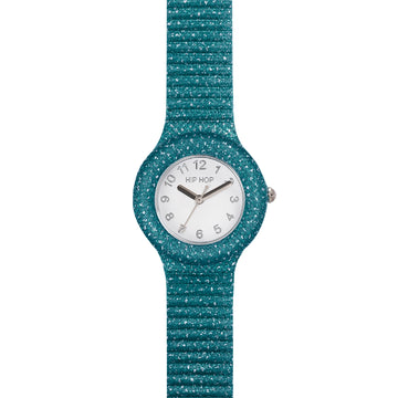 Orologio solo tempo donna Hip Hop in silicone glitter verde