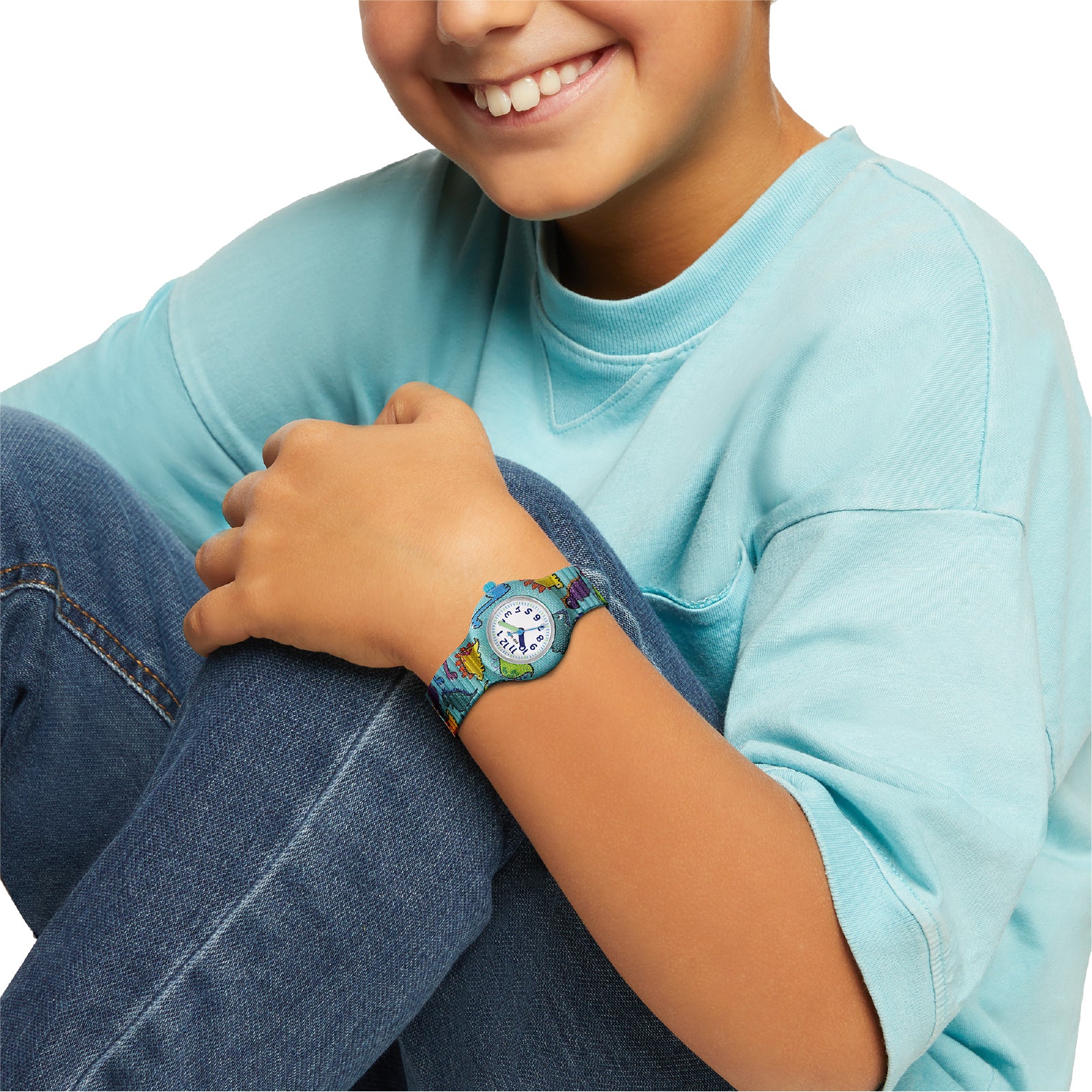 Orologio bimbi Hip Hop silicone con tessuto di dinosauri MISURA UNICA