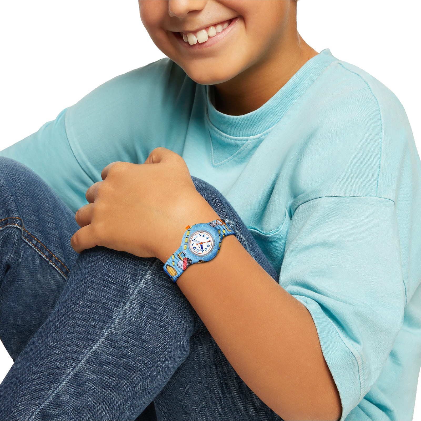 Orologio bimbi Hip Hop in silicone con tessuto disegnato MISURA UNICA