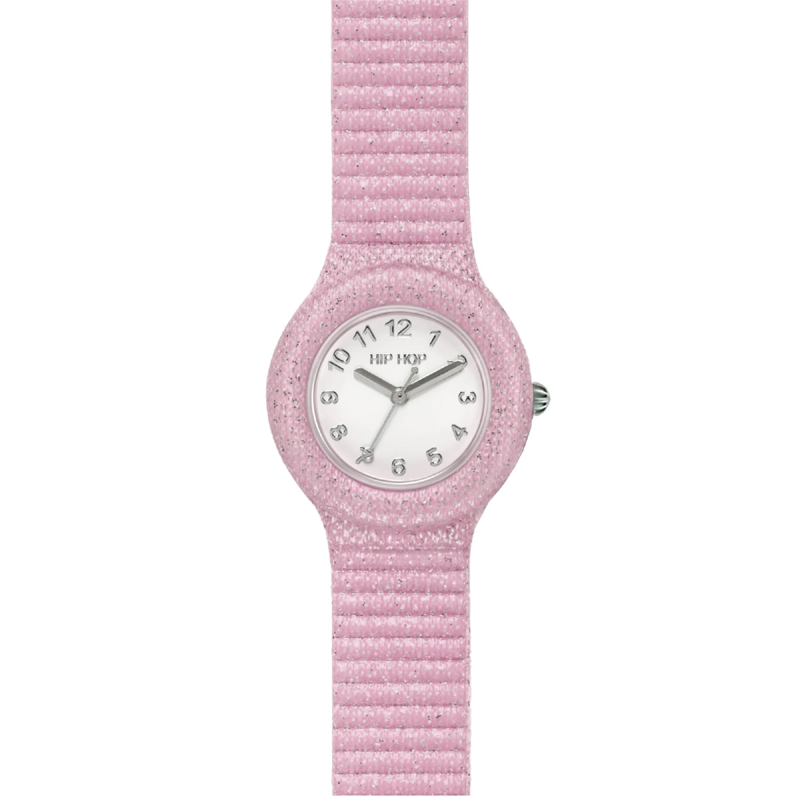 Orologio da donna Hip Hop in silicone rosa con glitter MISURA UNICA
