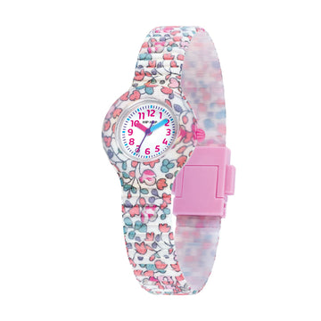 Orologio bimbi Hip Hop in silicone con tessuto di fiorellini MISURA UNICA