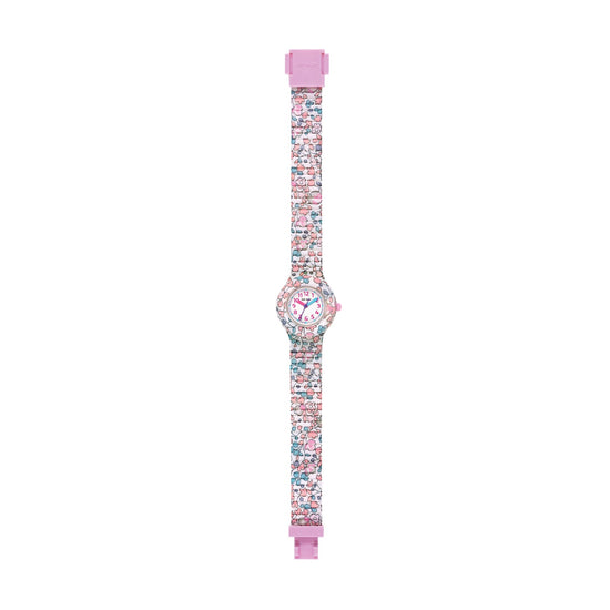 Orologio bimbi Hip Hop in silicone con tessuto di fiorellini MISURA UNICA