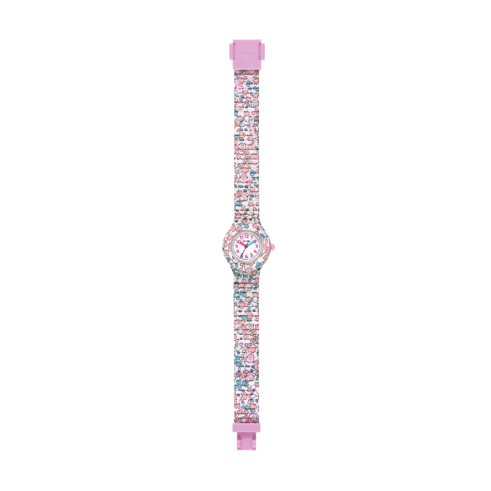 Orologio bimbi Hip Hop in silicone con tessuto di fiorellini MISURA UNICA