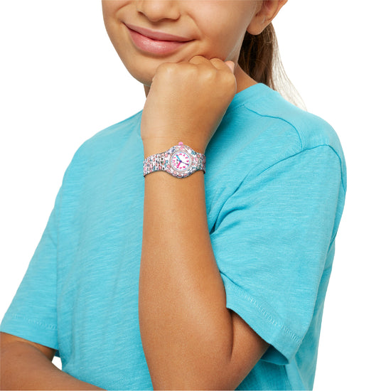 Orologio bimbi Hip Hop in silicone con tessuto di fiorellini MISURA UNICA