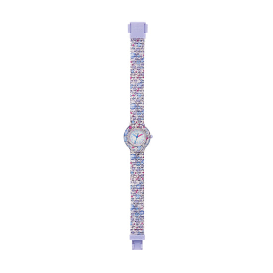 Orologio bimbi Hip Hop silicone con tessuto di fiori azzurro MISURA UNICA