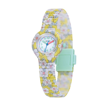 Orologio bimbi Hip Hop silicone con tessuto di fiori giallo MISURA UNICA